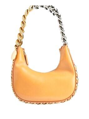 STELLA McCARTNEY Frayme Hobo Bag Logo Charm Chain Strap Zip Closure RRP$1695